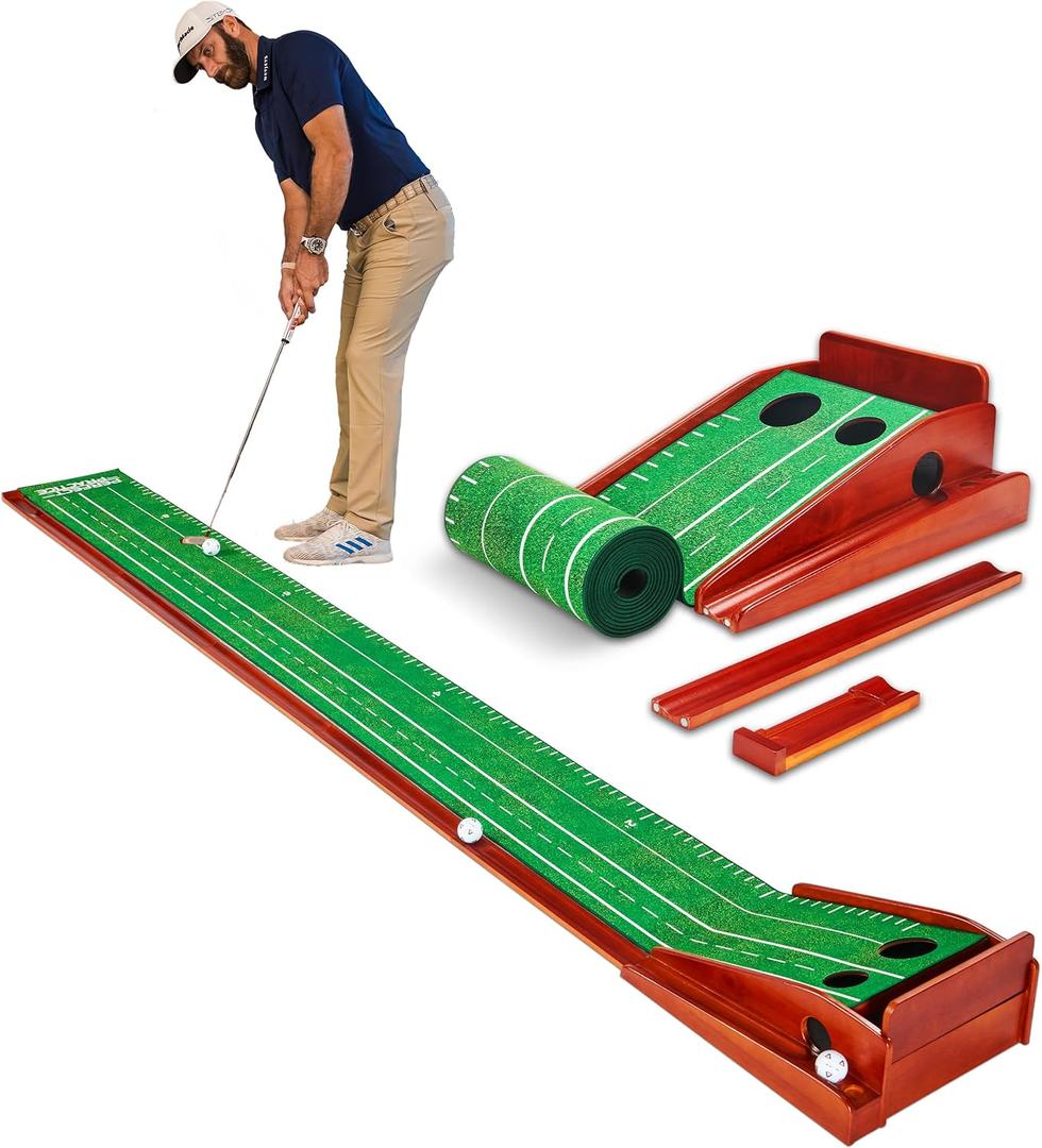 Perfect Practice Golf Putting Mat with Ball Return - Portable Practice Putting Green - Training Aid for Indoor, Outdoor Golf Practice at Home, Office, Backyard - Golfing Gifts for Men (Standard)