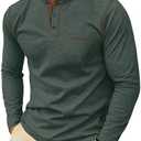 Sailwind Men's Henley Shirts Long Sleeve Button T-Shirt Casual Stylish Cotton Pullover Shirt with Pocket Large