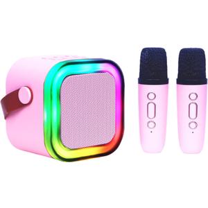 Mini Karaoke Machine for Kids Adults with 2 Wireless Microphones Portable Bluetooth Speaker with Microphone,Toys Birthday Gifts for Girls Ages 4, 5, 6, 7, 8,12+ Toddler Teens