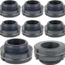 8PCS Bulkhead Fitting 2 inch Double Threaded Bulkhead Water Tank Connector PVC Bulkhead Fitting Threaded Thru-Bulk Pipe Fittings for Rain Barrels, Aquariums, Ponds, Water Tanks