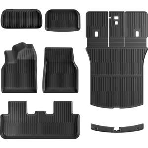 Tesla Model Y Juniper Floor Mats and Cargo Liners, Full Set TPE Floor Liner for 2025 2026 Model Y Cargo Liner Trunk Mat Frunk Backrest Mats, Car Mats for Tesla New Model Y Juniper Accseeories