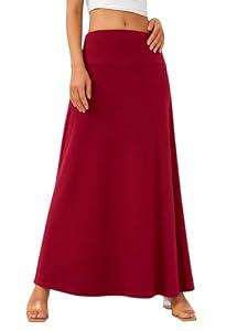 SEAFORM Women's Casual Mid Long Skirts Stretchy Ultra-Soft Flowy Maxi Formal Skirts High Waist Lounge Skirts for Women Red, 3XL, Red