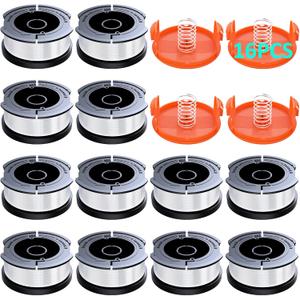 16 Pack Weed Eater String Compatible with Black+Decker, 360ft 0.065" AF-100 Replacement Spool, Autofeed String Trimmer Line Fit for Black+Decker Weed Wacker(12 Spools,4 Spool Caps,4 Springs)