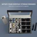 AUTOARK Leather 12 Watch Box Jewelry Case and 4 Piece Sunglass Eyeglasses Organizer,Mens Women Storage Holder Boxes,Large Glass Top,Black,MKAW044 (16 Slot)