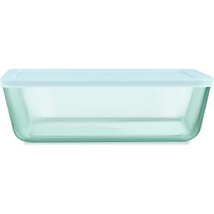 Pyrex Colors Tinted (11 Cup) Tinted Glass Large Rectangular Food Storage Container, Snug Fit Non-Toxic Plastic BPA-Free Lids, Freezer Dishwasher Microwave Safe, Aqua