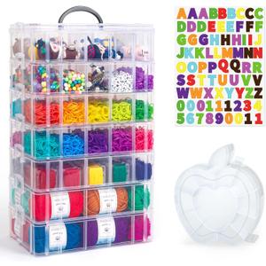 7 Layers Stackable Storage Container, 70 Adjustable Compartments (White) Perfect for Kids Toys, Art Crafts, Jewelry, Supplies, Mini Case & Letter Sticker Included 7 Layers Stackable Storage Container, 70 Adjustable Compartments (White) Perfect for Kids Toys, Art Crafts, Jewelry, Supplies, Mini Case & Letter Sticker Included