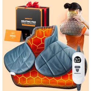 Graphene-Infused Weighted Heating Pad, Effective Pain Relief Instant Heating Pads for Neck and Shoulders and Back, Ergonomic Heated Wrap w/ 6 Heat Options 4 Auto Timer, Christmas Gifts for Women Men (24''x19'' Blue)