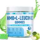 HMB and L-Leucine Gummies, 3000mg, with Trehalose, for Muscle Growth, Muscle Relief and Workout Recovery, for Adults & Elder, Vegan, Gluten Free, Apple Flavor, 120
