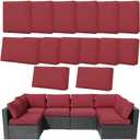 14Pcs Outdoor Cushion Covers Replacement Washable w/Zipper for 6-Seaters Sofa Patio Slipcovers Set Seat and Back Covers Only-23.6x23.6x4inch (Red)