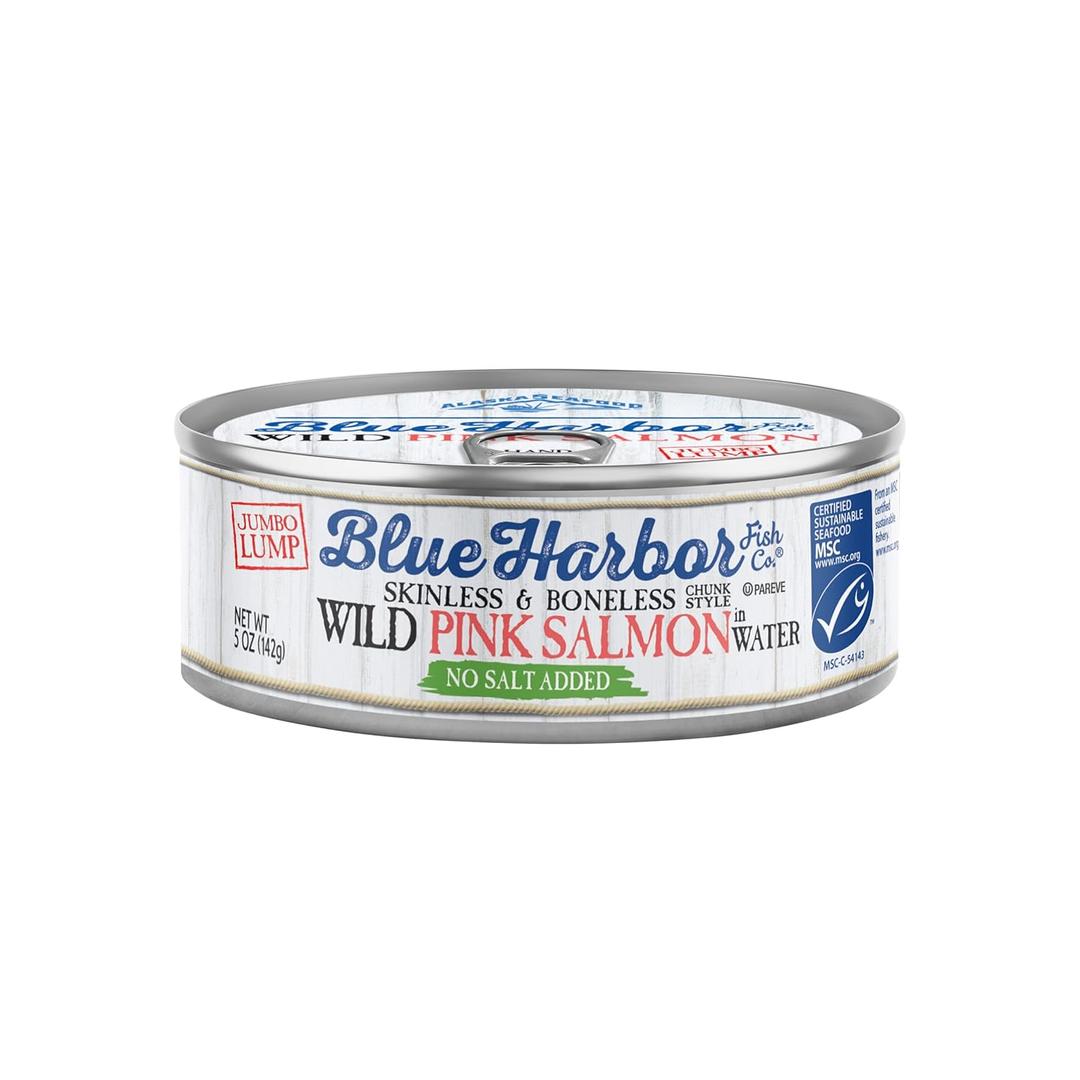 Blue Harbor Fish Co. Wild Pink Salmon in Water No Salt Added - 5 oz Can (Pack of 12), BBD: 01/22/28