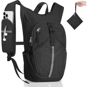 Small Hiking Backpack 10L - Lightweight Packable Foldable Backpack for Travel Camping Outdoor Commute, Compact Rucksack for Women Men(Black)