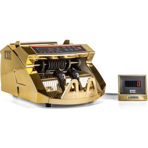 Gold Money Counter by BESOSC with UV/MG Detection, 80W Bill Counter with Counterfeit Bill Detection, LED Display, 1000 pcs per Minute, no Mixed Bill Counting