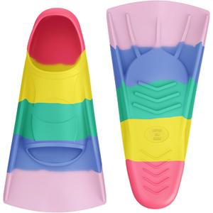 Gintenco Swim Fins, Kids Swim Training Fins for Lap Swimming, Travel Size Flippers with Mesh Bag, Silicone Swimming Fins for Kids Teens Adults Women Men (XS(Jr 13-1.5), CH11)