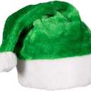 Green Plush Christmas Santa Hats Short Plush Xmas Santa Claus Cap Comfort Christmas Accessories for Women Men