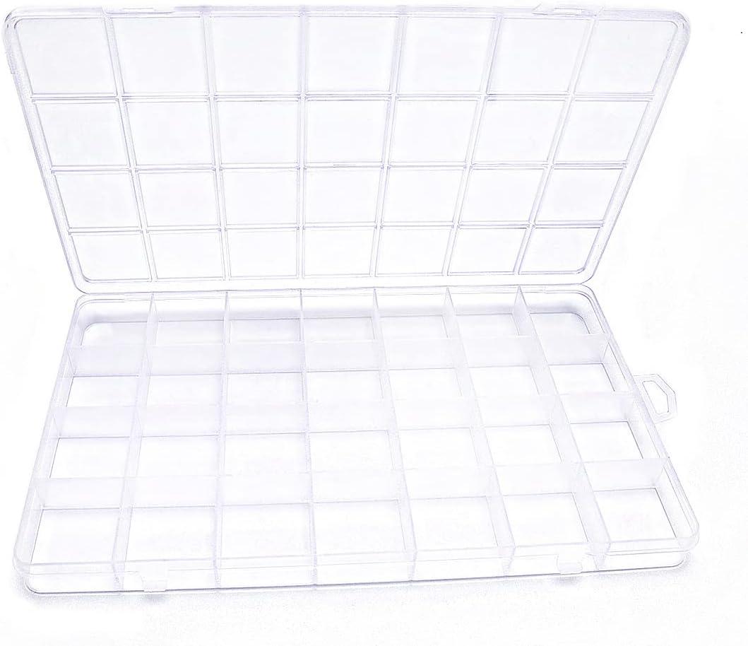 IOOLEEM 28 Grids Plastic Bead Organizer Box, Organizer Container Storage Box, Dividers for bead arts and crafts. (Clear)