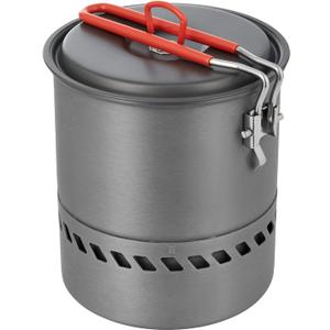 Bulin Camping Pot, 1.5L High Efficiency Backpacking Pot Ultralight Camping Cooking Set Cookware Gear with Heat-Proof Handle & Heat Exchanger for Outdoor Picnic Hiking Travel