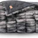 EVERGRACE Luxurious Soft Faux Rabbit Fur Throw Blanket, Cozy Fuzzy Plush Warm Throws for Couch Bed Sofa Chair Home Decor, Ruched Bubble Fluffy Blanket with Reversible Velvet, 60" x 80", Gray