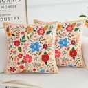 COARVXA Floral Pillow Covers 20x20 Set of 2,Beige Farmhouse Floral Pillow Covers Decor Double Sided Pattern Cushion Cover Soft Pillow Case for Living Sofa Room Bed Porch Patio Square Pillow Cover