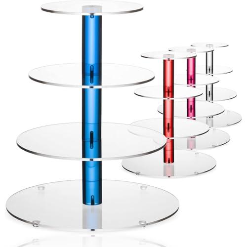 4-Tier Blue Acrylic Cupcake Stand – 12" (1 Piece), Display Tower for Desserts, Perfect for Weddings, Birthday Parties, Baby Showers, and Special Events