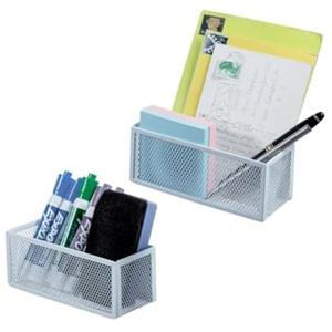 MyGift White Wire Mesh Magnetic Storage Baskets, Whiteboard Accessories, Classroom and Office Supply Organizer, Set of 2