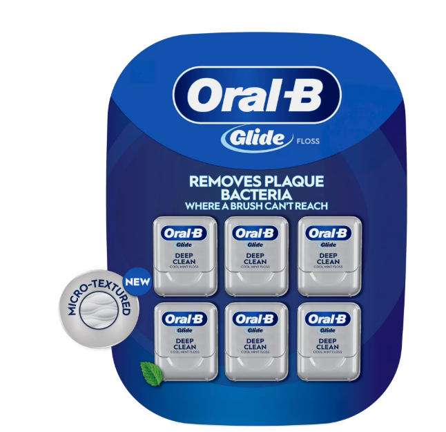 Oral-B Glide Cool Mint Deep Clean Floss, 6 Count, Glide Dental Floss