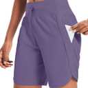 baleaf Women's 7" Athletic Long Running Shorts Workout Gym Quick Dry Hiking Shorts High Waisted Zipper Pocket