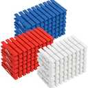 Weysat 120 Pcs 4th of July Colored Clothes Pins 2. 9" Wooden Patriotic Clothespins Red White Blue Clothesline Clips for Crafts Photos Pegs Pictures Decoration Clip, Hanging Clothes, DIY Wreath