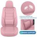 SCOMEE Leather Car Seat Covers Front Automotive Seat Protectors | Breathable Waterproof Durable Anti-Slip Full Coverage & Lumbar Support Design Universal Fit for Most Cars SUVs Trucks Pink, PINK1-Front
