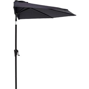 C-Hopetree 9 ft Half Round Outdoor Patio Market Wall Umbrella with Tilt, Black