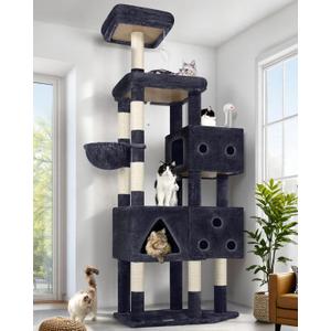 Globlazer Extra Large Cat Tower, 81-inch Tall Cat Tree for Big Cats 20 lbs, XXL Heavy Duty Cat Scratching Tower for Indoor Adult Cats with 3 Cat Condos, 8 Scratching Posts, F81, Dark Grey
