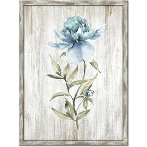 UTOP-art Framed Flower Wall Art Print: Blossom Floral Picture Prints on Rustic Wooden Textured Artwork Painting for Living Room (24'' x 18'' x 1 Panel)