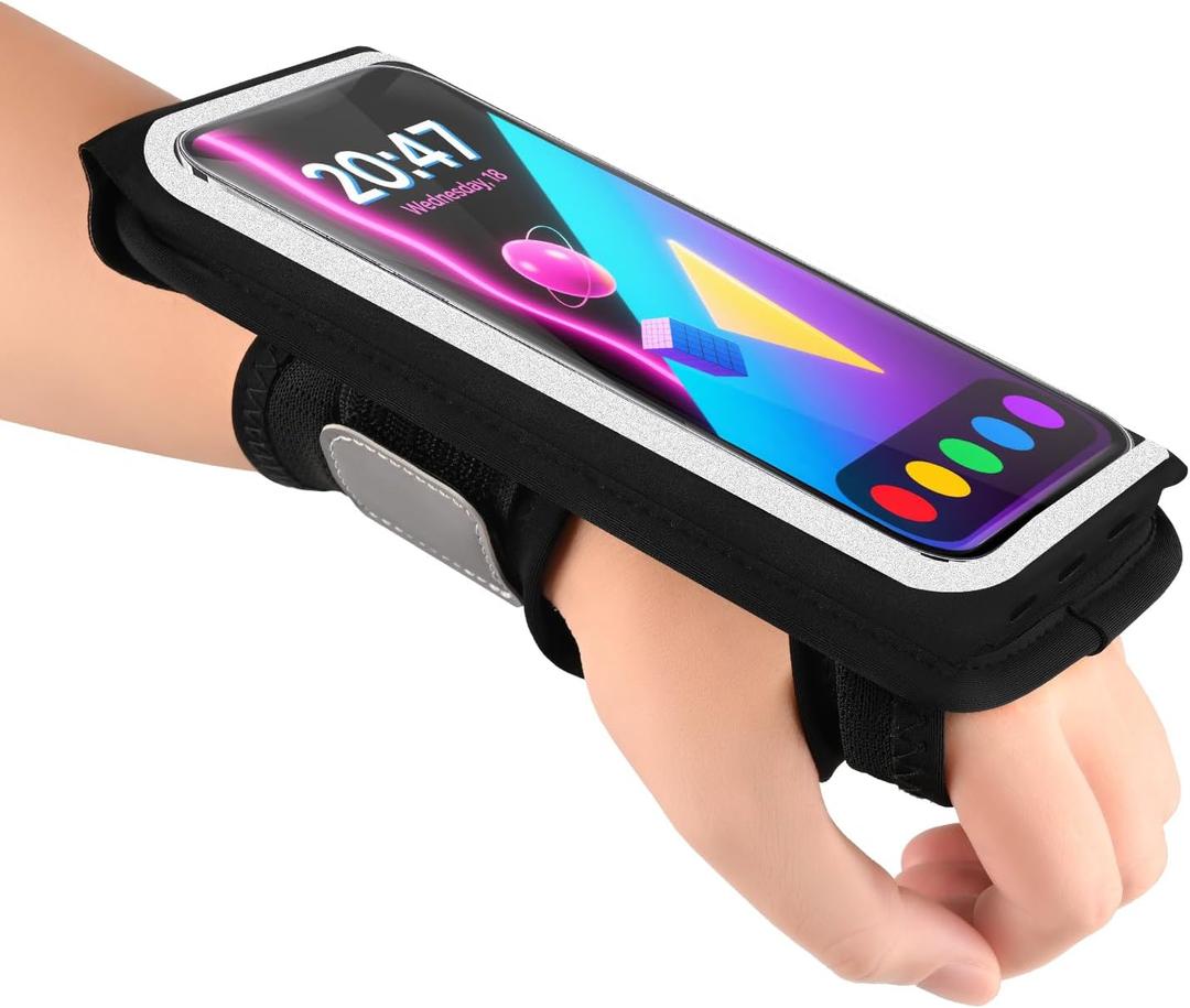 Running Armband for Phone, Adjustable Reflective Sports Wristband & Forearm Band for iPhone 17/16/15/14/13 Pro Max Samsung Galaxy S23/S22, up to 7", Secure Fitness Phone Holder for Men Women (Black)