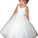 PLwedding Flower Girls Lace Tulle Ball Gowns First Communion Dresses (1T/ 12M, A-White)