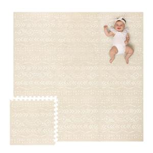 Lillefolk Baby Play Mat for Floor  6x6ft Beige | Soft Non Toxic Premium EVA Foam Tiles for Tummy Time, Crawling & Playroom  Waterproof for Hard Floors Mat for Babies & Toddlers (9 Tiles)