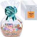 Yuiicaov 10PCS Large Cellophane Bags, 18x30 Inches Clear Cellophane Wrap for Gift Baskets, Clear Basket Bags Packaging 2.8 Mil Thick