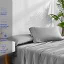 ACCURATEX Cooling Sheets King Size - Viscose Made from Bamboo, Luxury Cool Silky Sheet Set for King Size Bed, Super Soft Breathable Bedding Sheets up to 16 inches Deep Pockect,Grey
