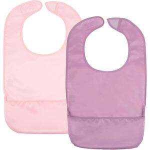 2 Pack of Premium Bibs for Adult Men, Women and older Children; Clothing Protector for Seniors and Disabled, Small, Lilac, Pink