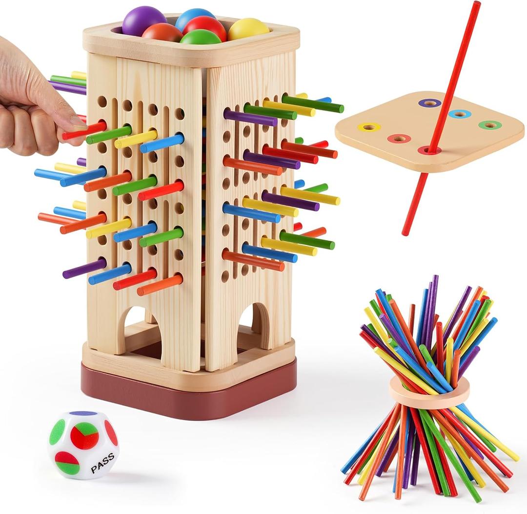 Montessori Game Wooden Board Game, Multiplayer for Kids 4-8, Math Educational, Fine Motor Skill Toy for Girls Boys, Classic Fun Games for Age 3 4 5 6 7 8 Girls Boys Gifts (Storable)