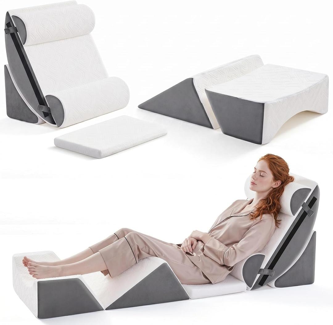 7PCS Wedge Pillow Set for After Surgery,Bed Pillow for Sleeping