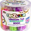 Cra Z Art Cra-Z-Loom Ultimate Tub 8000 Latex Free Rubber Bands and 100 S Clips for Making Crafts in Bold and Bright Colors, multi