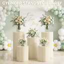 5 Pack Cylinder Stands for Party 15.7" 23.6" 31.5" Height Foldable Cardboard Tall Columns Cylinder Tables Round Cake Pedestal Stands Display Plinth Pillar for Wedding Birthday Party Decor (White)