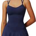 Tennis Dress for Women with Built in Shorts Spaghetti Straps 2-in-1 Ruffle A-line Active Yoga Golf Dress XS