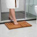 Utoplike Teak Wood Bath Mat, Wooden Shower Mat for Bathroom, 24 x 16 inch Non Slip Wood Floor Sturdy Mat for Inside Shower Luxury Spa Home or Outdoor