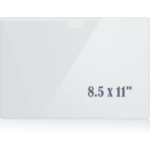 8.5" x 11" Peel & Stick Letter Size Pocket, Crystal Clear 8.5 x 11 Adhesive Wall Pockets- 7 Pack