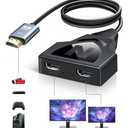 NEWCARE 4K HDMI Cable Splitter 1 in 2 Out with 2.6ft Integrated HDMI 2.0 Cable, 4K@30Hz One Male to Two Female HDMI Splitter, Mirror Only for Two Monitors, Compatible with PS5/4, HDTV, 1080P