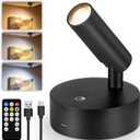 Wireless LED Spotlight Indoor 3350mAh Rechargeable Battery Operated Spotlights Indoor with Remote 3000K/4000K/5000K Uplighting Indoor Dimmable Spot Lights Indoor for Plant Picture Wall, 1 Pack