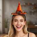 3 x Witch Hat Headband for Women, Halloween Headbands for Kids, Cute Orange Spiderweb Witch Costume Accessories, Small Hat Headpiece for Girls Trick or Treat