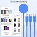 QZIIW Apple Watch Charger,Apple iWatch Magnetic Fast Charger to USB C Cable,3 in 1 Multi Charging Cable 6 FT Compatible with Watch Series Ultra 3/2/SE/11/10/9/8/7/6/5/4/3/2/1,iPhone 17/16/15/14/13/12 (Blue)