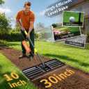 Lawn Leveling Rake, 6 FT Ground Lawn Leveler with 30 x 10 Wide Large Rakes Head for Smooth Garss Soil Dirt Sand, High Effect Yard Leveling Tool with Round Edge forGarden Golf Course, No Flip
