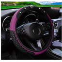 Bling Car Steering Wheel Cover, Diamond Leather Crystal Rhinestones Vehicles Steering Wheel Protector, Sparkling Anti-Slip Automotive Interior Decoration Accessories, Universal Fit (Beige)